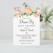 Joli Pêcher Floral Drive-By Invitation Baby shower (Debout devant)