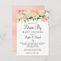 Joli Pêcher Floral Drive-By Invitation Baby shower