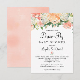 Joli Pêcher Floral Drive-By Invitation Baby shower