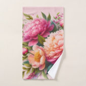 Joli Peonies Roses Serviette Florale (Serviette à main)