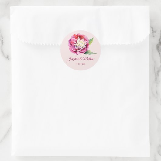 Joli Peony Aquarelle Mariage Stickers (Sac)