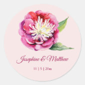 Joli Peony Aquarelle Mariage Stickers (Devant)