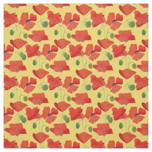 Joli pépites rouges sur tissu jaune or (Échantillon)