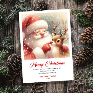 Joli Père Noël Classique Avec Carte de Vœux de Fêt
