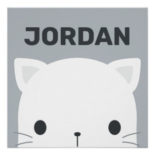 Joli Petit Chat avec Affiche de Nom Personnalisé