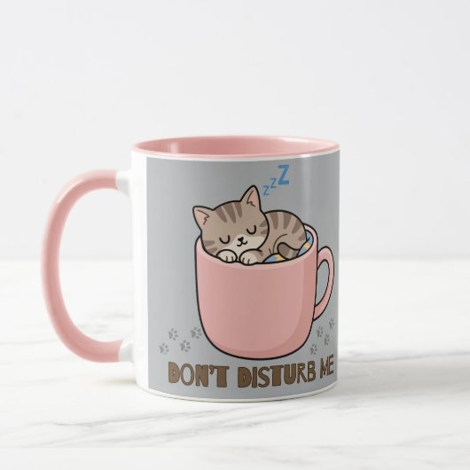 Joli petit chat endormi dans une tasse à thé (Gauche)
