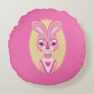 Joli petit coussin rond de fille lapin de dessin a