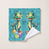 Joli petit dinosaure avec beaucoup de ballons colo (Gant de toilette)
