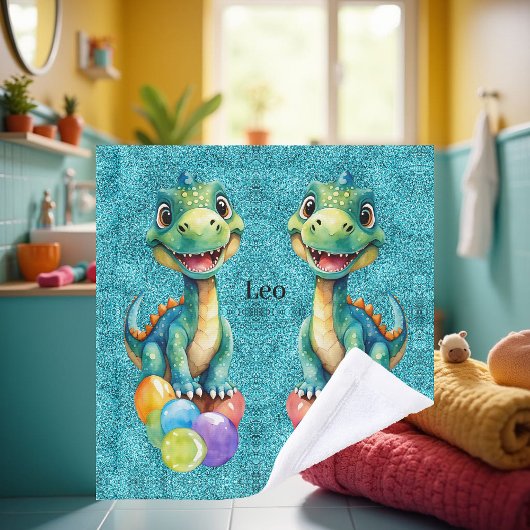 Joli petit dinosaure avec beaucoup de ballons colo