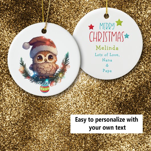 Joli petit hibou joyeux ornement de Noël