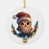 Joli petit hibou joyeux ornement de Noël (Devant)
