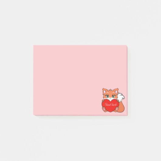 Joli Petit Renard sur des Post-it Rose Clair (Devant)