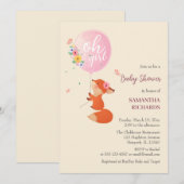 Joli petit renard volant avec invitation ballon (Devant / Derrière)