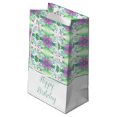 Joli petit sac cadeau à motifs de fleurs violettes (Dos Angle)