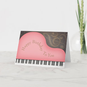 Joli piano à queue rose personnalisé grande carte