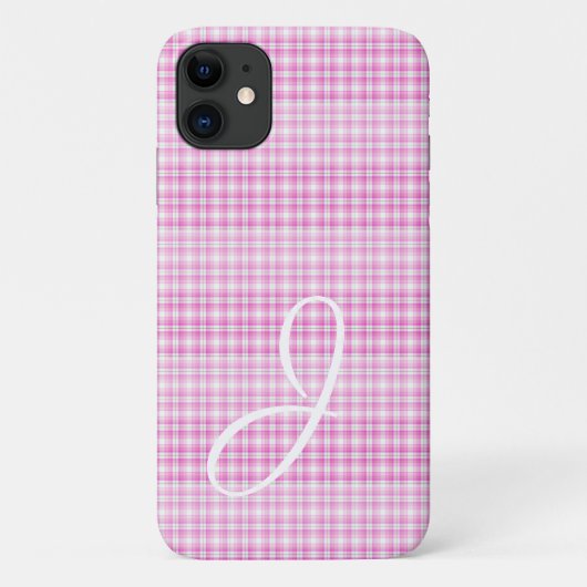 Joli Plaid rose avec coque iphone Monogram (Dos)