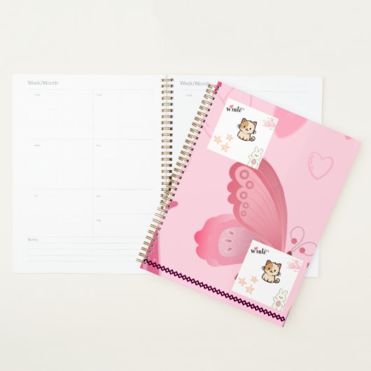 Joli planificateur rose moderne (Devant avec enveloppe)