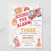 Joli pompier, invitation d'anniversaire de camion (Devant)