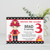 Joli pompier Invitation fête d'anniversaire (Debout devant)