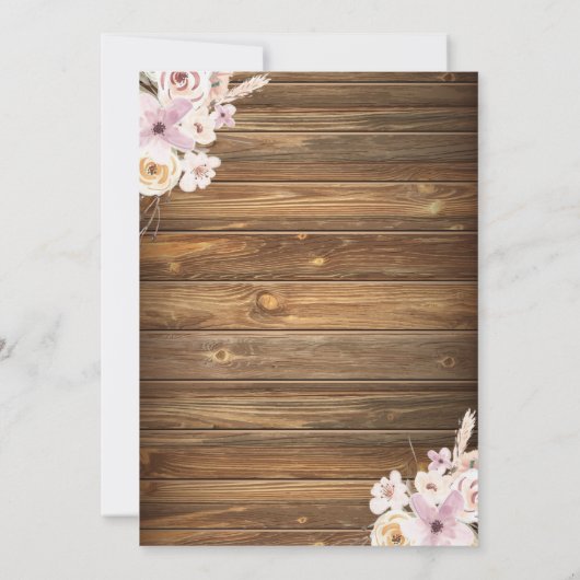 Joli poney invitation anniversaire fleuri boho che (Dos)