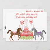 Joli Ponies Horse Anniversaire Invitation (Devant / Derrière)
