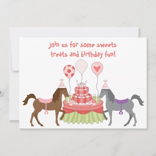 Joli Ponies Horse Invitation Anniversaire (Devant)