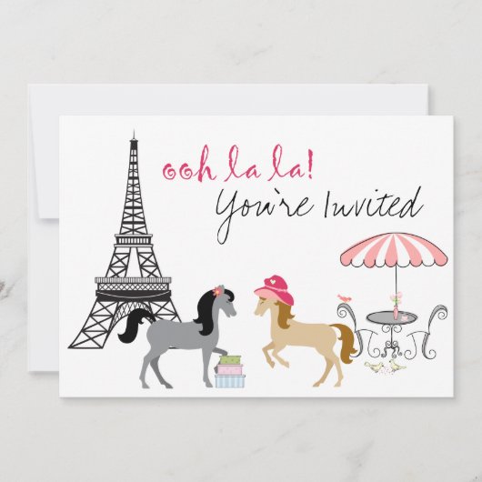Joli Ponies Paris Horse Invitation Anniversaire (Devant)