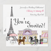 Joli Ponies Paris Horse Invitation Anniversaire (Devant / Derrière)
