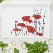 Joli Poppies Rouges Serviette de cuisine (Plié)
