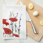 Joli Poppies Rouges Serviette de cuisine (Quart Plié)
