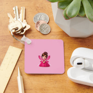 Joli porte-clés en acrylique Fée Rose