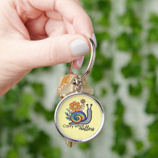 Joli porte-clés fleur retro arc-en-ciel escargot,