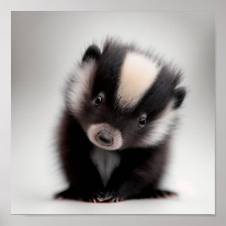 Joli portrait de bébé mouffette | Affiche carrée 1