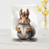 Joli portrait d'écureuil Carte de vœux vierge (Fleur jaune)