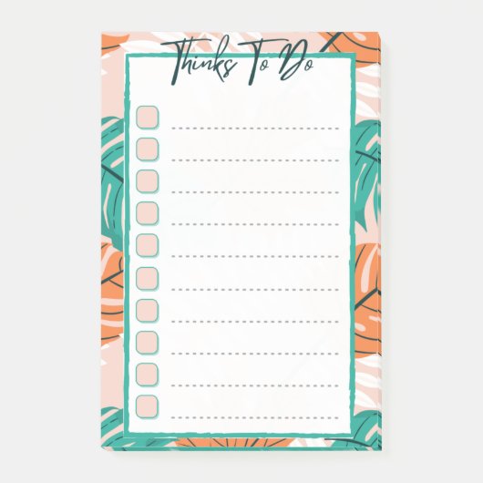 Joli Post-it® Thinks To Do Fleurs Colorées (Devant)