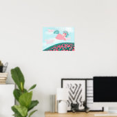 Joli Poster de Licorne de Dessin Animé Rose e (Bureau à domicile)