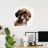 Joli poster de portrait de chiot Shih Tzu (Bureau à domicile)