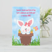 Joli Pot Fleur Bunny 1er Anniversaire Invitations (Debout devant)