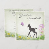 Joli poulain et papillon Baby shower Invitation (Devant / Derrière)