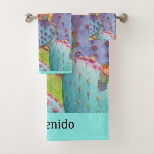 Joli Prickly Pear Serviette de bain ensemble de sa (En situation)