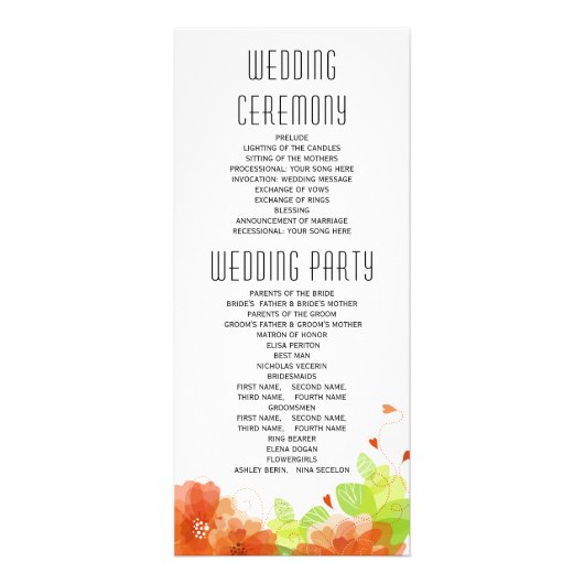 Joli programme de mariage de calligraphie de fleur (Dos)