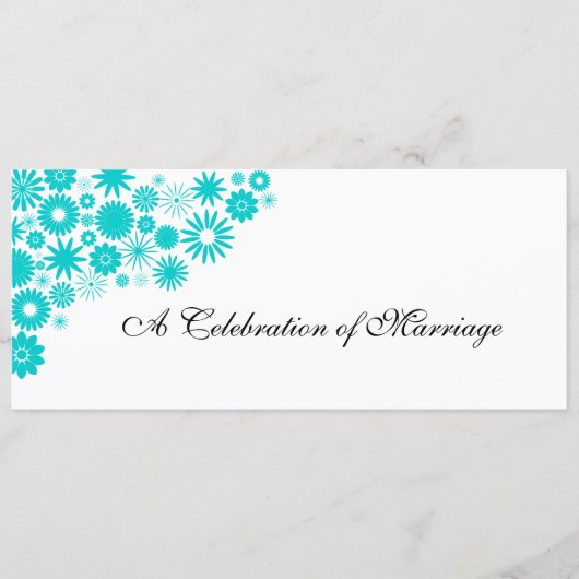 Joli Programme de Mariage Fleurs Turquoise (Devant)