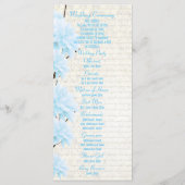 Joli programme de mariage pastel bleu floral églis (Dos)