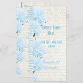 Joli programme de mariage pastel bleu floral églis (Devant / Derrière)
