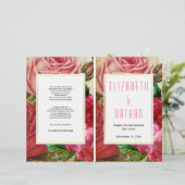 Joli programme de mariage plié roses roses vintage (Debout devant)