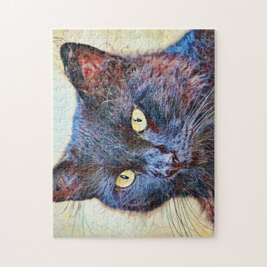 Joli Puzzle d'art de chat noir (Vertical)