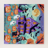 Joli puzzle d'Halloween – Maison hantée, Fantômes (Horizontal)
