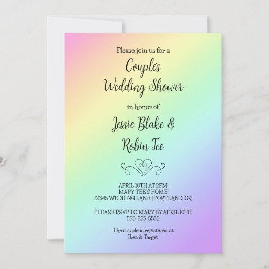 Joli Rainbow Gradient Wedding shower Invitation (Devant)