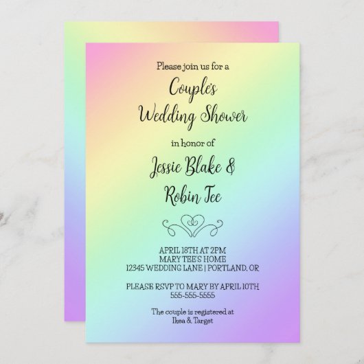 Joli Rainbow Gradient Wedding shower Invitation (Devant / Derrière)