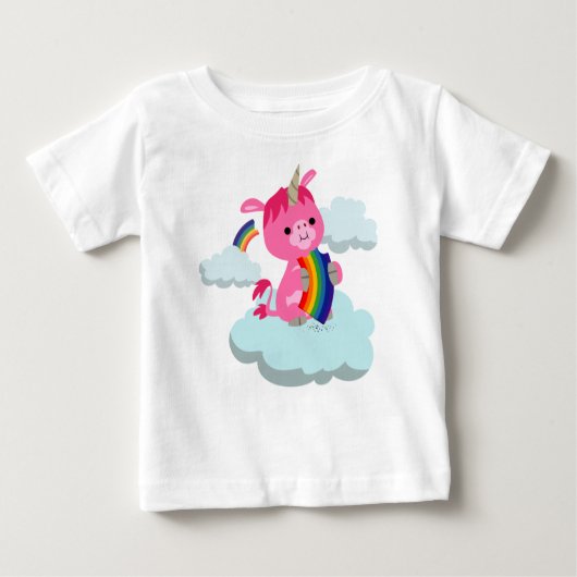 Joli Rainbow Manger Cartoon Unicorn Baby T-shirt (Devant)